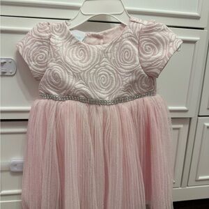 Pink Kids Dress with Rosette Design